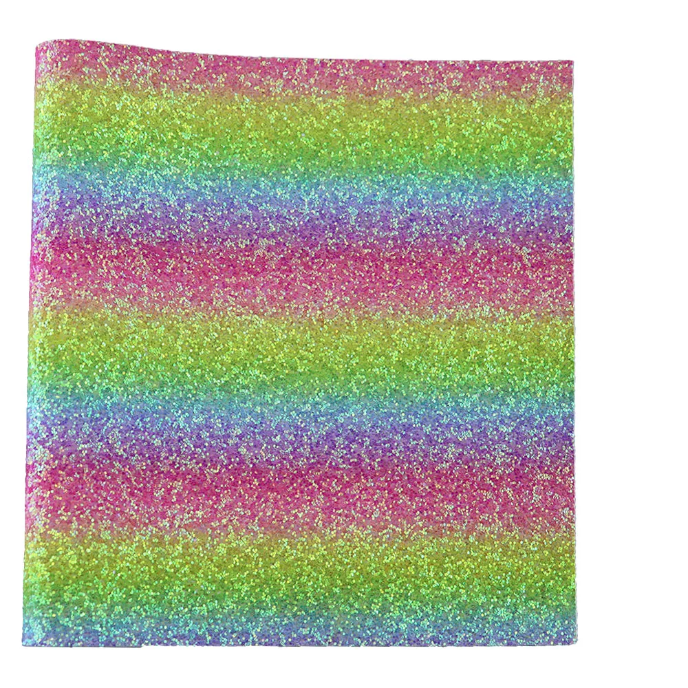 30x134cm Rainbow Fine Chunky Glitter Fabric Faux Leather Roll Fashion Glitter Fabric For Bows Christmas Craft Earring YA210