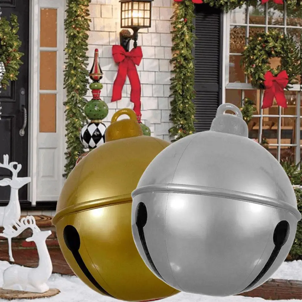 

60CM PVC Christmas Decorative Balloon Outdoor Fun Bell Inflatable Toy Ball Christmas Decorations for Home Hanging Pendant Gifts