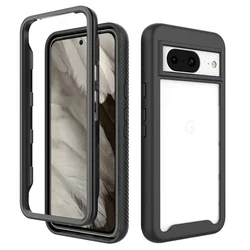 Armor TPU/PC Sky Case - Hybrid Shockproof Crystal Clear Phone Cover - Pixel 7A (Black)