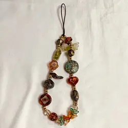 Elegant Women's Beaded Phone Charm Strap & Keychain with Anti - Lost Lanyard - Other (Green Retro)