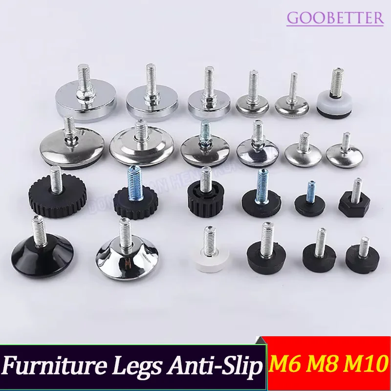 M6 M8 M10 Adjustable Furniture Legs Self-Leveling Anti-Slip - Floor Protector Solution for Uneven Floors Table Chair Cabinet
