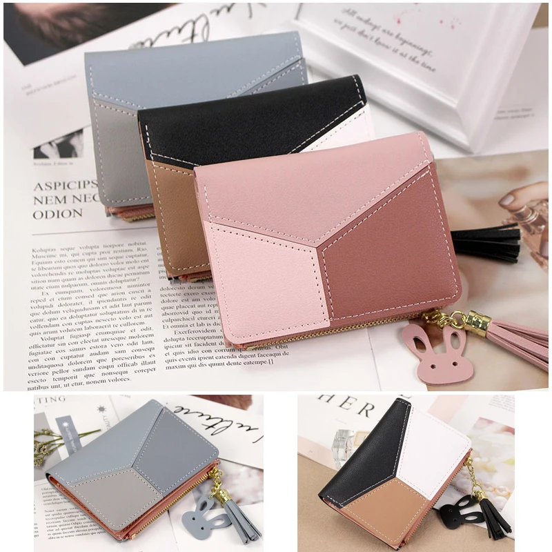 

New Arrival Wallet Short Women Wallets Zipper Purse Patchwork Fashion Panelled Wallets Trendy Coin Purse Card Holder Leather