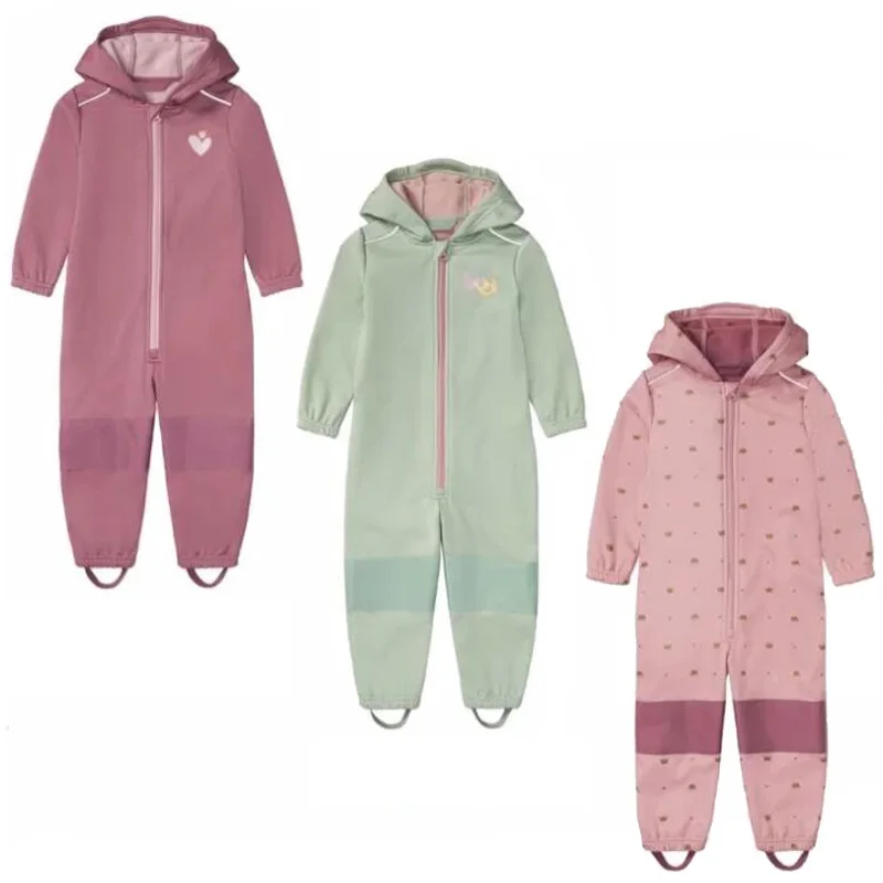 Baby Jumpsuit Children's Spring and Autumn Soft Shell Plush Windproof Rainproof Outdoor Jumpsuit for Boys and Girls baby rompers cotton jumpsuit baby jumpsuit baby clothing