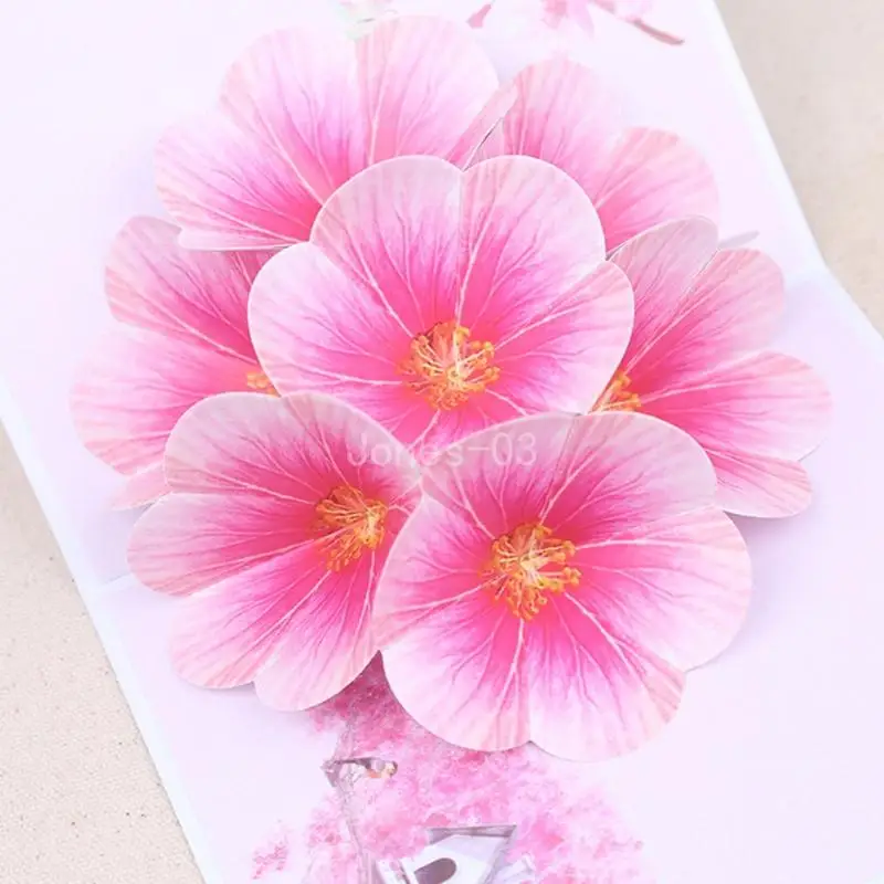 Q6PE 3D for Pop Up Peach Blossom Greeting Card Handmade Paper Crafts Card For Baby Shower Birthday Party Invitation Cards