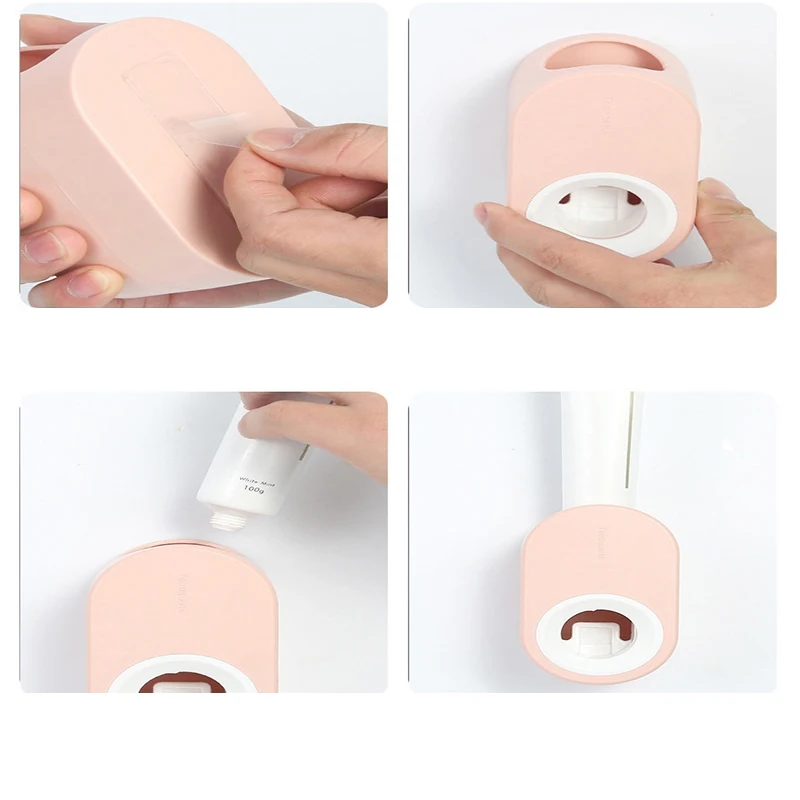 Adhesive Automatic Toothpaste Squeezer Set Wall-mounted Toothpaste Holder Toothbrush Rack Wall Suction Squeezer