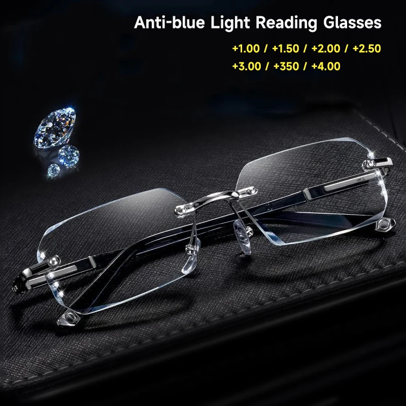 Elegant Rimless Diamond Blue Light Blocking Glasses
