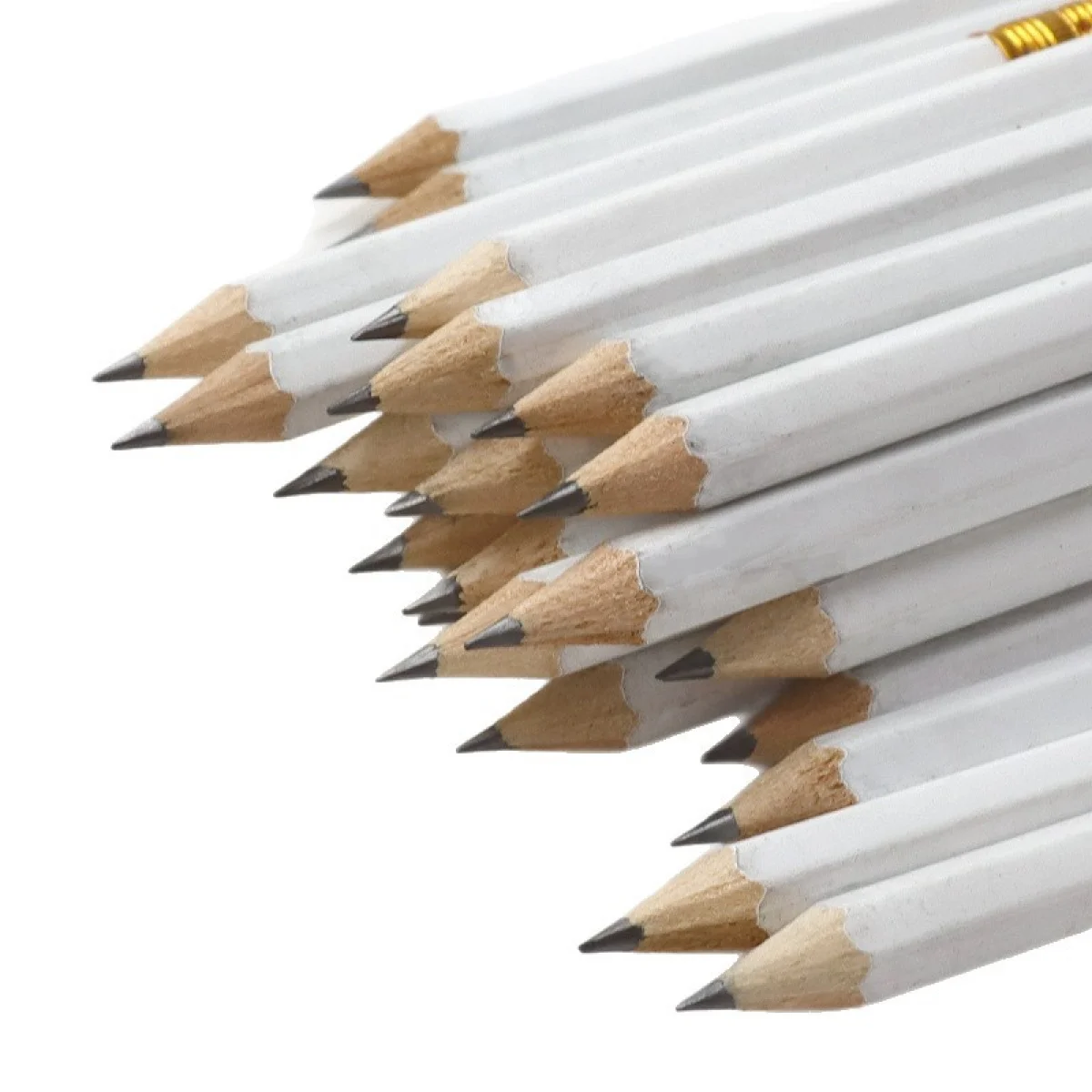 12pcs/24pcs/36pcs/48pcs drawing golf pencils with erasers hb pencils writing white pencils - 5