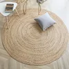 Japan Style Rattan Round Carpets For Living Room Bedroom Kitchen Decor Straw Plants Fiber Mat Rugs Hand Woven Anti-slip Mats 1