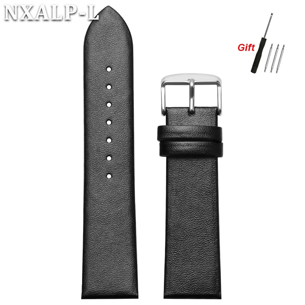 Premium Ultra-Thin Calf Leather Watch Strap - Soft Genuine Leather Band