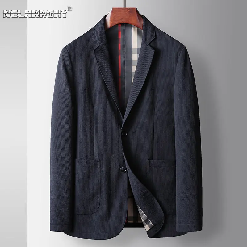 

Men Casual Suit 2023 Spring Summer Thin Fashion Solid Color Light Luxury Business Suit Collar Single Breasted Blazers Coat