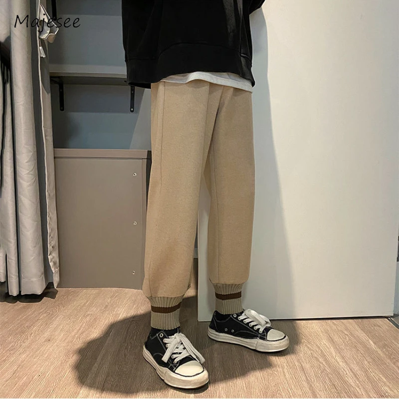 

Ankle-tied Casual Pants Men Slim Stretchy Autumn Winter Hipster Stylish Teenagers Daily Sporty Cozy Korean Style Normcore Trendy