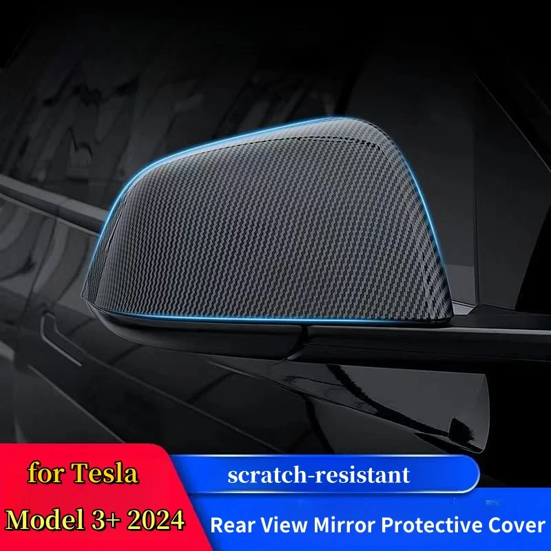 

2PCS Side Mirror Covers For Newest Tesla Model 3+ 2024 Highland ABS Carbon Fiber Rearviews Mirror Cap Passenger and Drive Side