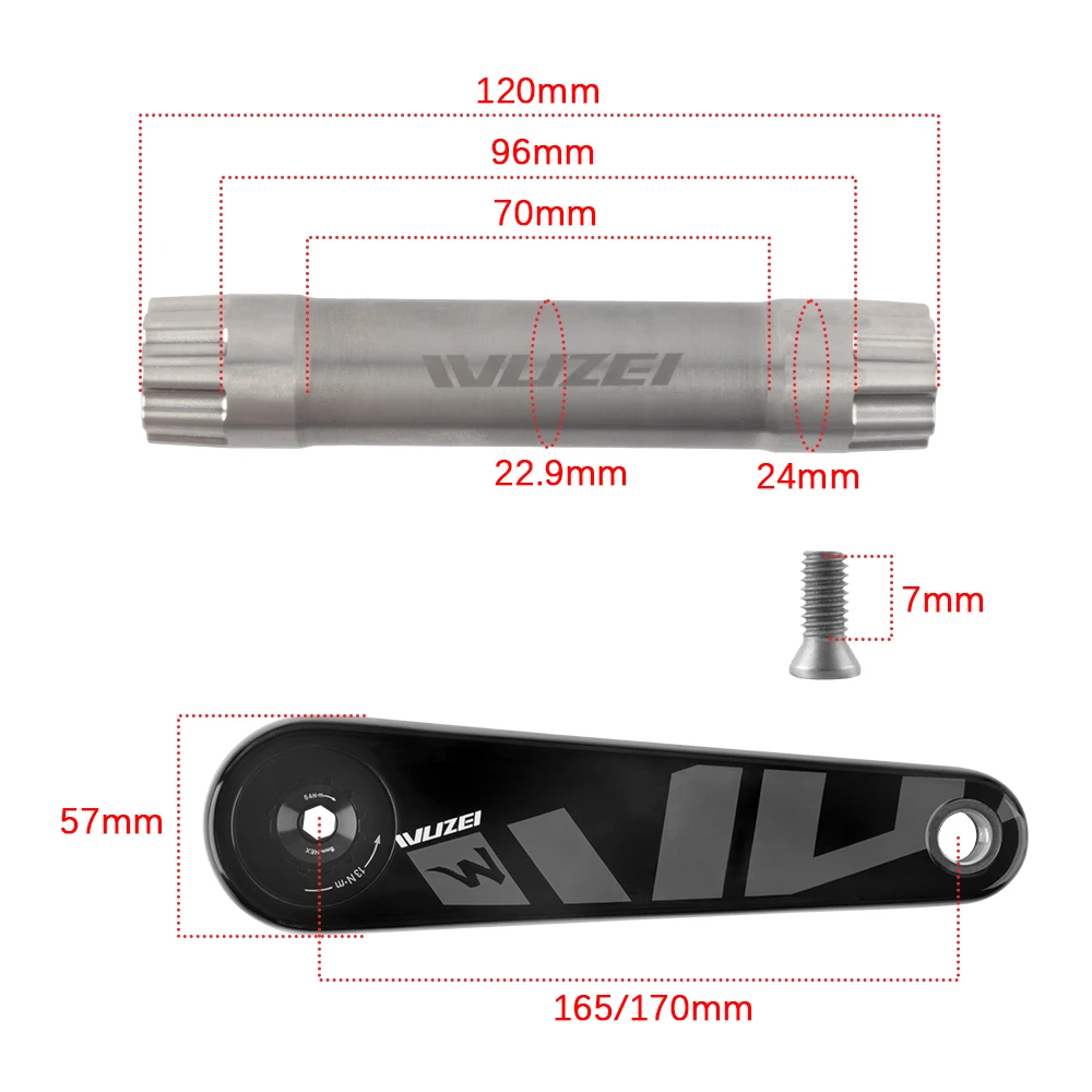 WUZEI Rennrad Carbon Kurbel 24 mm Spindel 165 170 mm Fahrradkurbelgarnitur 8 Schrauben Direktmontage Speed Bike Kettenrad für Shimano R8000 – Detail 6