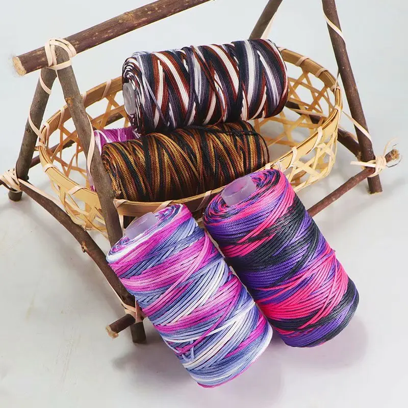 1pc 100g New Summer Crochet Yarn 1.5mm Thin Ice Cotton Thread for Hand Knitting Bag Hat Shoes Hollow Line Colorful Nylon Cord 3