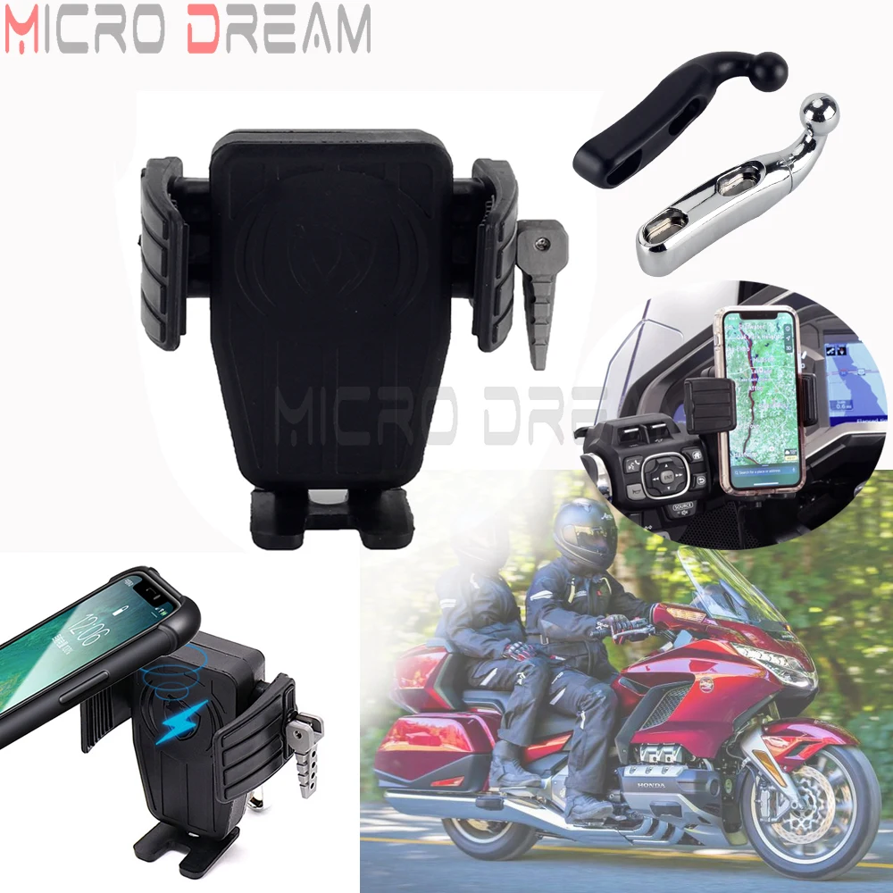 

Держатель для смартфона для мотоцикла с креплением в виде перца для HONDA Goldwing Gold Wing GL1800, кронштейн для телефона GPS, Беспроводная зарядка