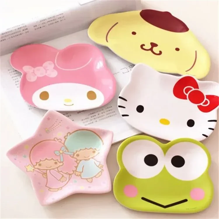 

My Melodys Dinner Plate Hello Kittys Anime Baby Children Kawaii Saucer Tableware Cute Fruit Plates Cartoon Snacks Tray Gift