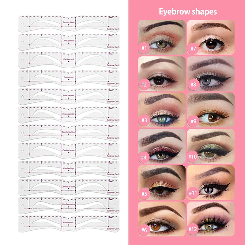 12styles Eyebrow Stencils Reusable DIY Makeup Tools For Women