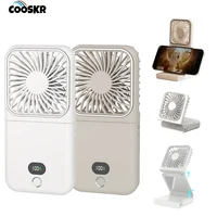 Mini ventilateur portable pliable de bureau, rechargeable 2500 mAh, 4 vitesses, avec support pour téléphone, ventilateur de refroidissement à suspendre au cou pour extérieur 1