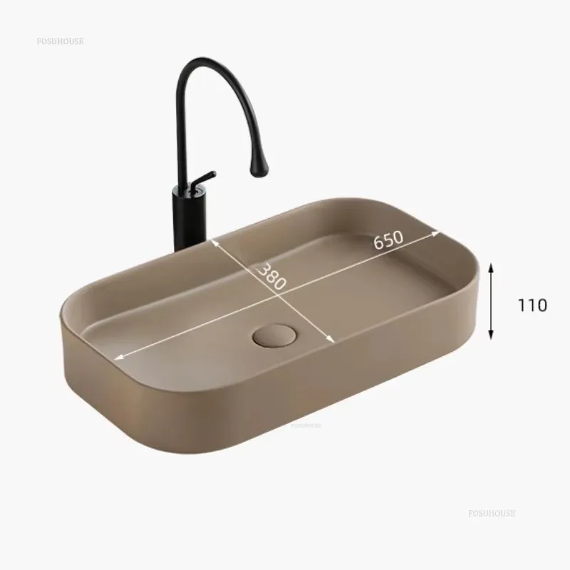 Home Bathroom Sink Personalized Above Counter Basins Bathroom Fixture Ceramic Basin Balcony Home Square Sinks N 6