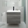 Wall Mounted Bathroom Vanity with Sink Floating Vanity Two Drawers Bathroom Cabinet with Ceramic Integrated Sink 1
