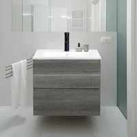 Wall Mounted Bathroom Vanity with Sink Floating Vanity Two Drawers Bathroom Cabinet with Ceramic Integrated Sink 1