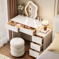 Chambre à coucher femmes coiffeuse luxe bois rangement miroir coiffure coiffeuse maison blanc Muebles De dortoir meubles 3