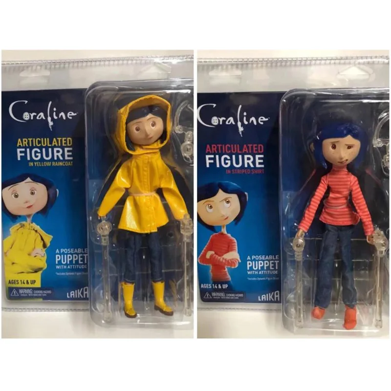 Neca Coraline Dolls In Camicia A Righe/Impermeabile Giallo Halloween Lol Movie Film Bratz Action Figure Toy Model Giocattoli Articolati