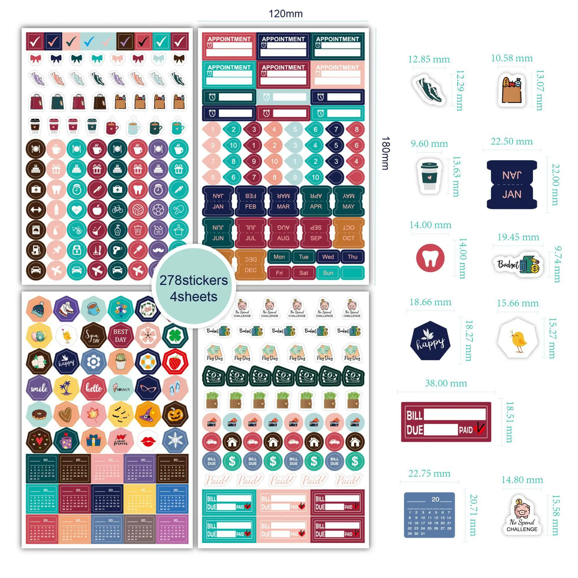 

Наклейки-планировщики для бизнеса, фитнеса, дня оплаты, тематические наклейки, наклейки для заметок, креативные наклейки для планирования