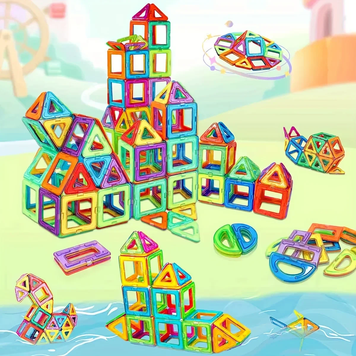 Magnetic building blocks magnetic assembly toy Large Magnetic Building Blocks Set for Kids-STEM Educational Toy Ages 3-6 Perfect Birthday Gift Random Colors