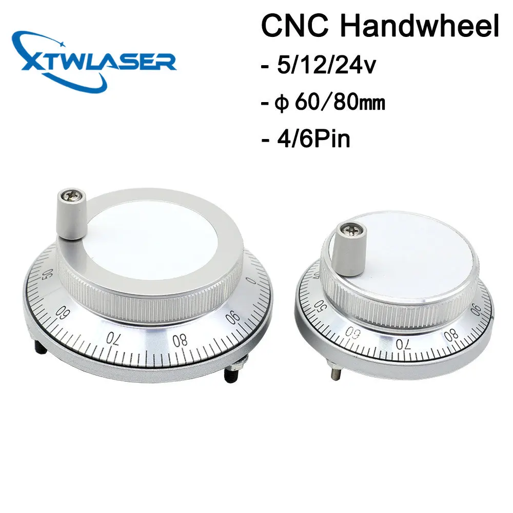 CNC Pulser Handwheel 5V 6pin Pulse 100 Manual Pulse Generator Hand Wheel CNC Machine 60mm 80mm Rotary Encoder cnc handwheel lathe milling hand wheel mpg manual control