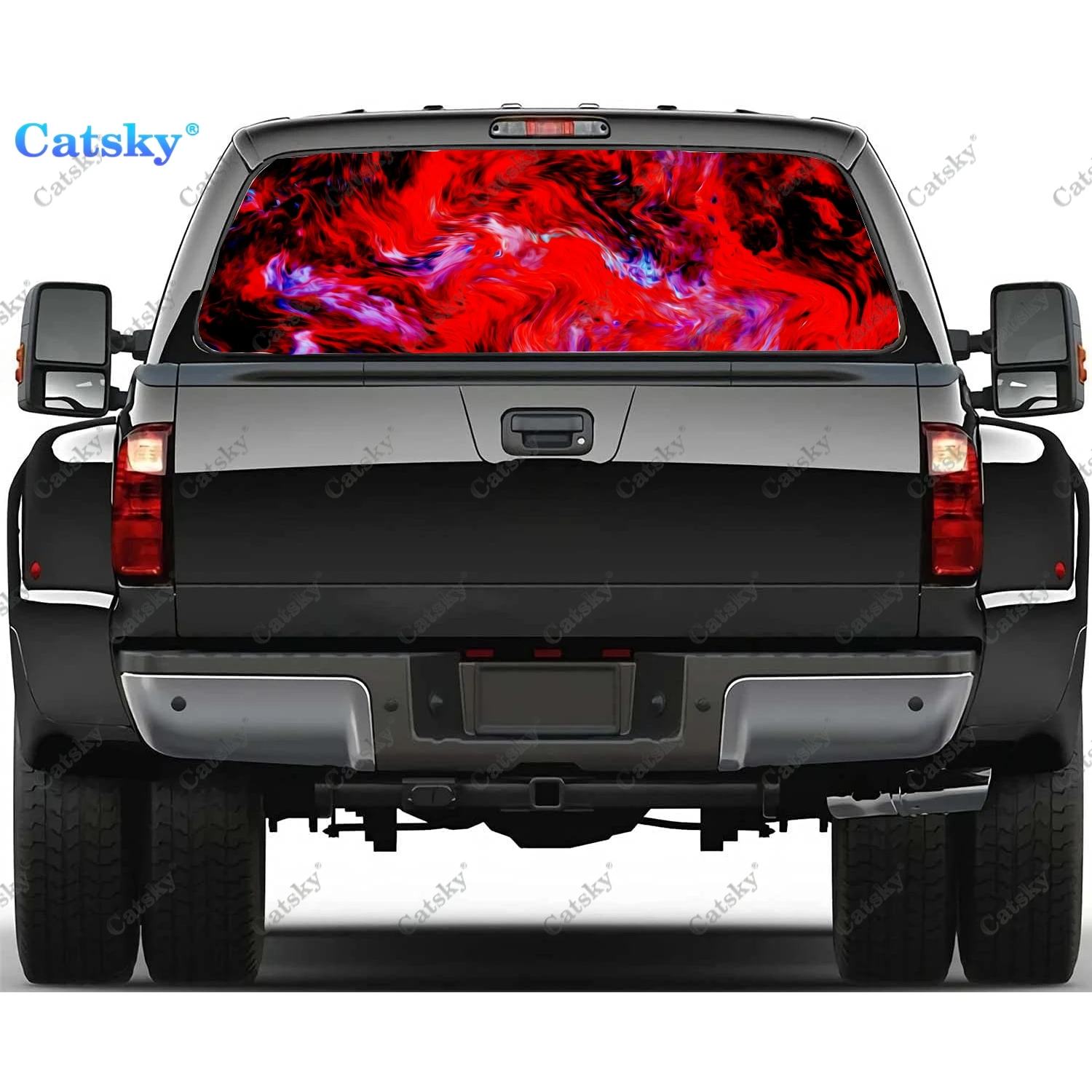 

Abstract - Red Rear Window Decals for Truck,Pickup Window Decal,Rear Window Tint Graphic Perforated Vinyl Truck Sticker