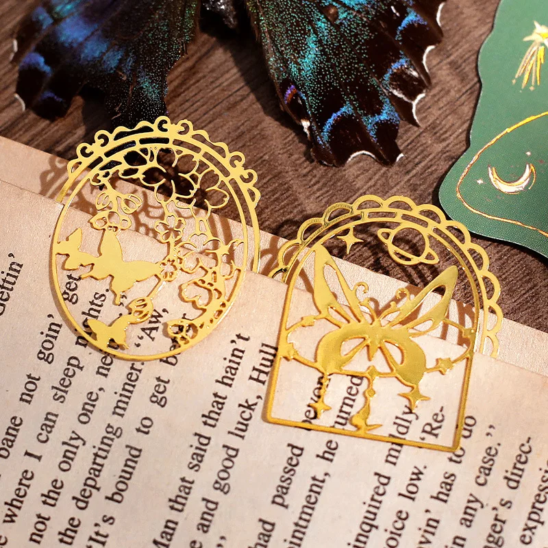 JESJELIU Butterfly Series Metal Bookmarks Exquisite Butterfly Rose Hollow Reading Notes Book Holder Students Stationery BookClip