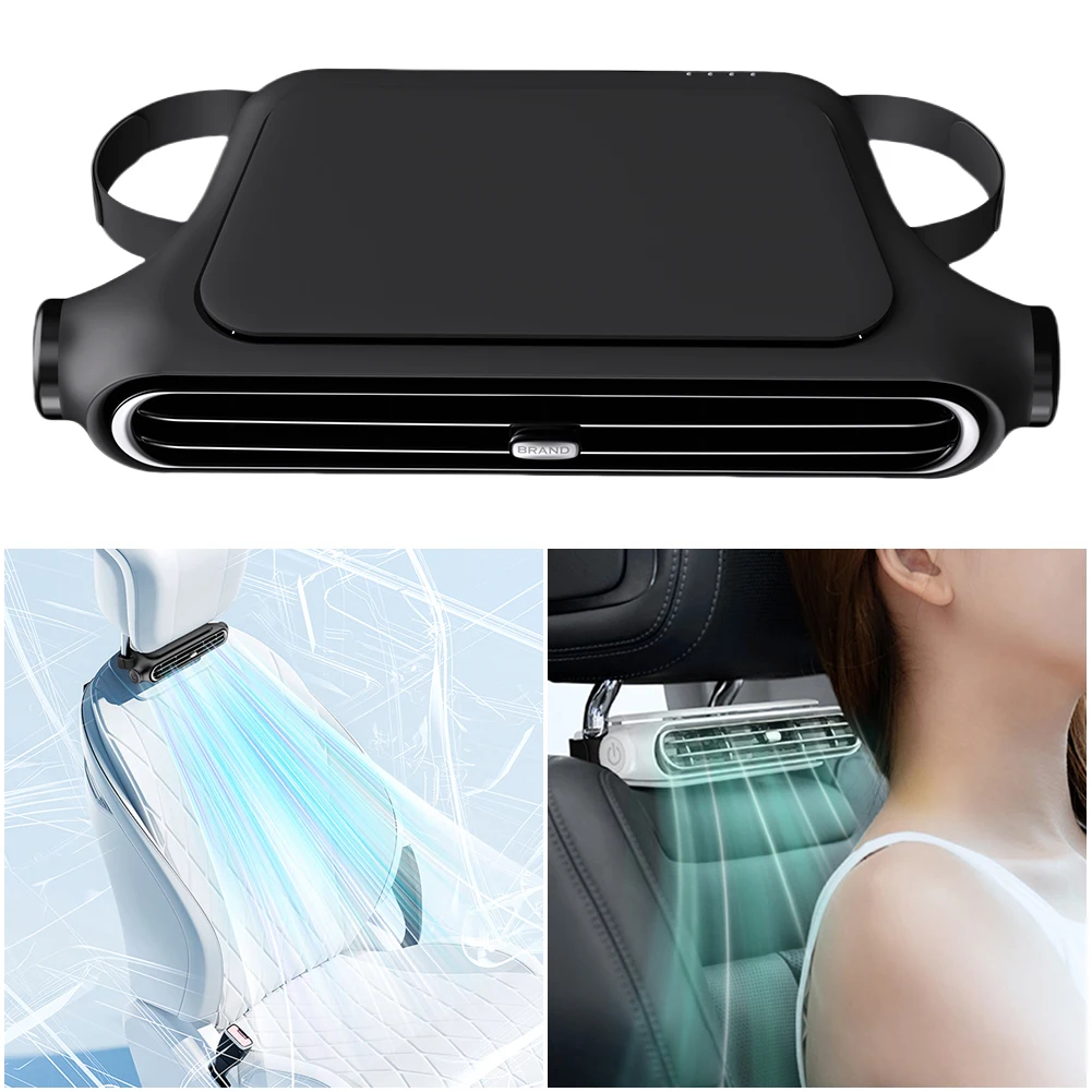 Car Headrest Cooling Fan 3 Speeds Adjustable Car Air Cooling Fan 5V/2A Electric Fan Car Rear Backrest Fan Car Interior Accessory