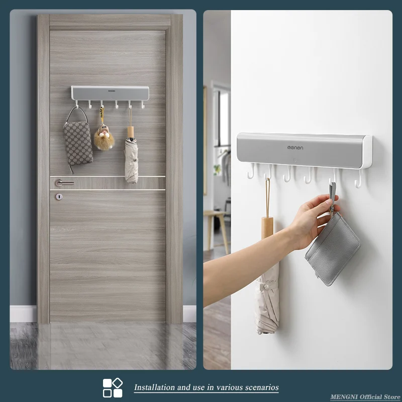 Wall-mounted Behind the Door Coat Hook Hanger behind the Door Cabinet Wardrobe Dormitory Hook Storage Rack Keychain