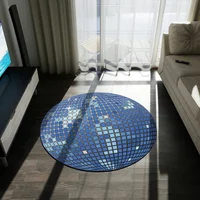 Круглый ковер в стиле ретро с диско-шаром — дизайн блестящей зеркальной плитки, забавный напольный коврик для гостиной и спальни, домашний декор