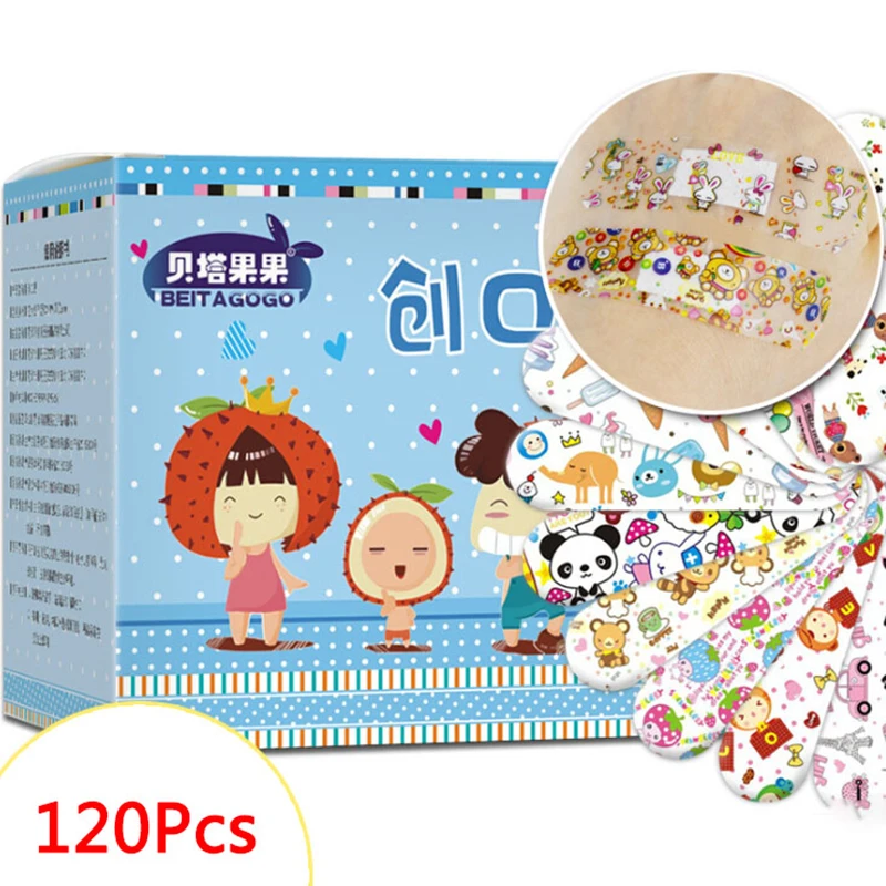 

Breathable Transparent PE Cartoon Band Aids Adhesive Bandages Stickers Adhesive Bandages 120PCS
