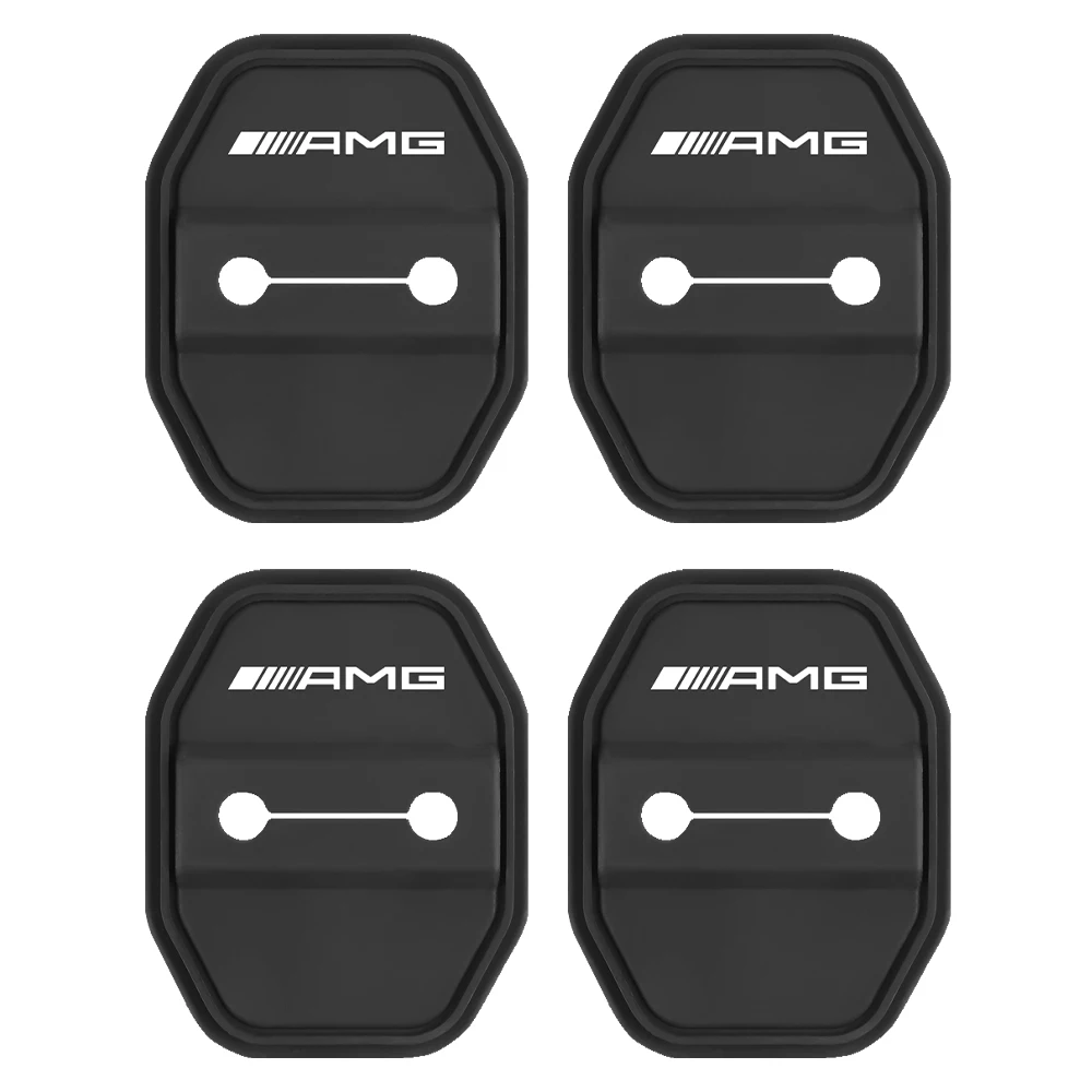 Car Sticker Silicone Door Lock Cover 4PCS Car AMG Emblem Silicone Door Lock Cover Protection Stickers for Mercedes Benz A B C E R G Class CLA GLC GLA W204 W212 W176
