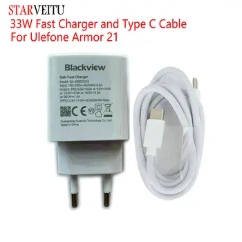 Fast Charger for Ulefone Armor 21 Power Adapter 33W Type-C To Type C Cable EU Plug Travel Charge Blackview