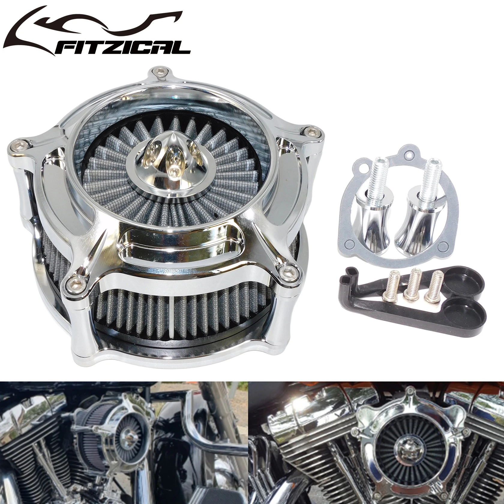MotorcycleCNCAirCleanerIntakeFilterChromeForHarleySoftailFatboyFLSTF20002015Dyna