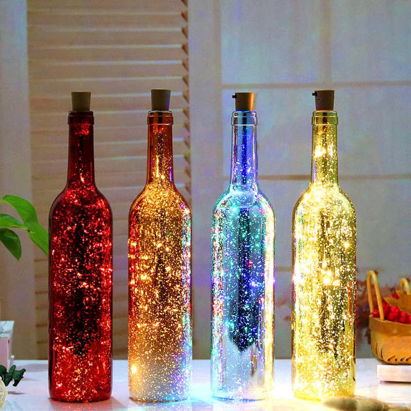 5pcs/Lot Beer Bottle Cork Lamp For Wedding Holiday Copper Wire String Light 1M 2M 3M 10/20/30LEDS Garland Fairy Wine Light 1pc bottles neoprene wine bottle freezer bag cooler wine bottle bag protect insulated cover beer cooling holder carrier