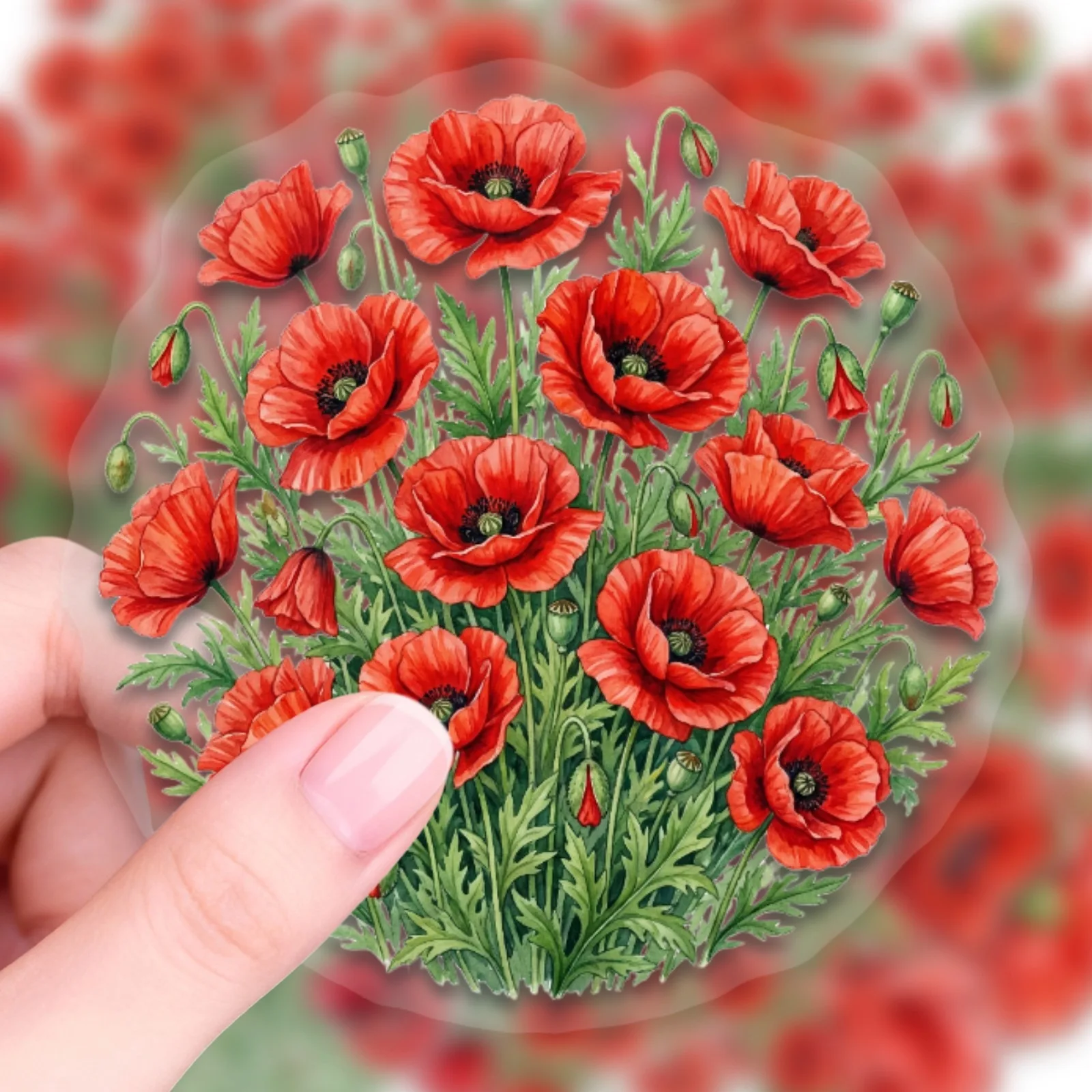 50/100 Pcs 레드 로즈 꽃 스티커, 투명 PET 방수 DIY 전화 꽃병 노트북 파일 폴더 헬멧 자동차 서랍 냉장고 기타