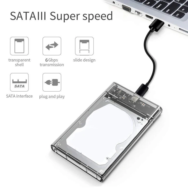 HDD Enclosure SSD Box 2.5 Inch USB 3.1 SATA Mobile Support 8TB