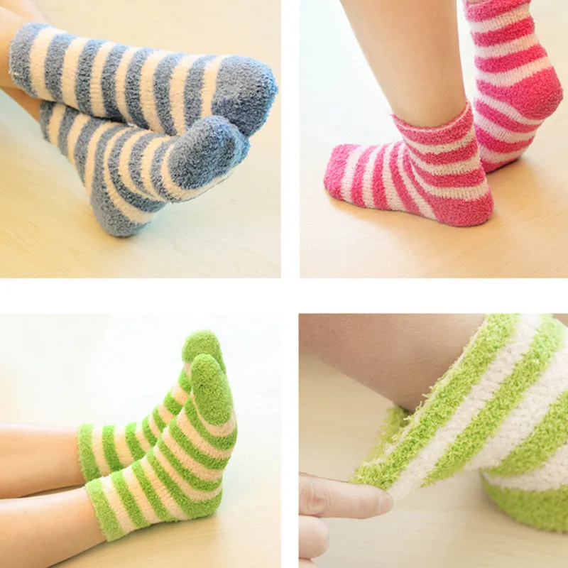5 парт/Лот зимние теплые коралловые флисовые модные милые детские носки карамельных цветов носки для мальчиков и девочек
