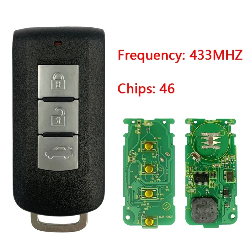 

CN011002 Aftermarket 3 Buttons Remote Key Smart Card 433MHz FSK For Mitsubishi ASX Lancer Outlander With PCF7952A Chip