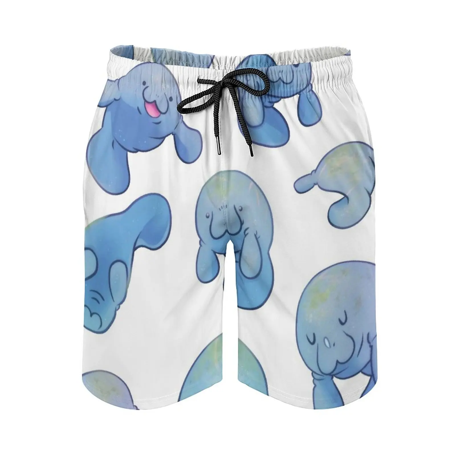 

Manatees Men's Beach Shorts With Mesh Lining Surfing Pants Swim Trunks Manatee Manatees Dewgong Cute Underwater Beach Shorts