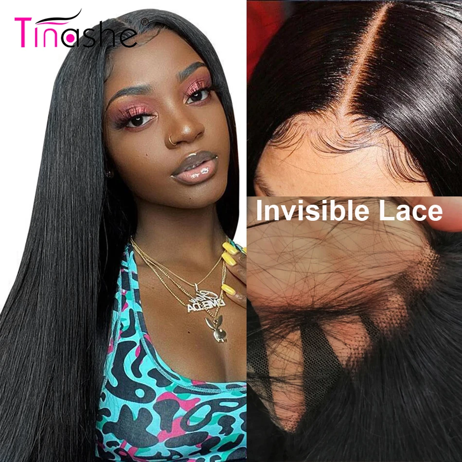 Glueless Lace Front Wig Bone Straight Human Hair Wigs 30 Inch 6x5 HD Closure Wig For Women