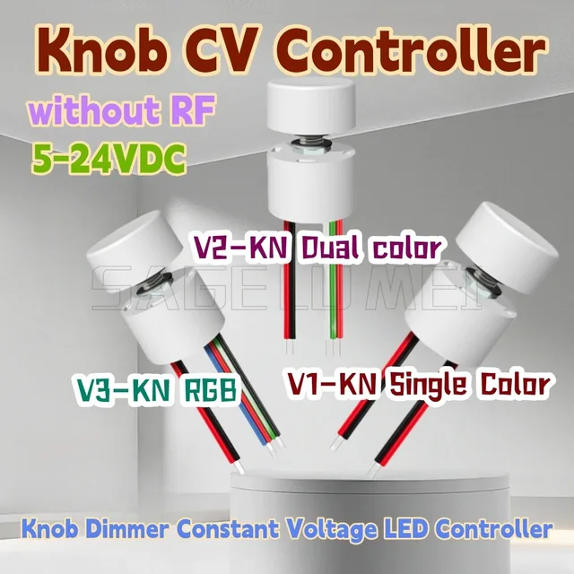 SKYDANCE V1/V2/V3-KN ลูกบิด Dimmer แรงดันไฟฟ้าคงที่ LED Controller เดี่ยวสีอุณหภูมิสีคู่หรือ RGB LED ลูกบิด dimmer 1CH 1
