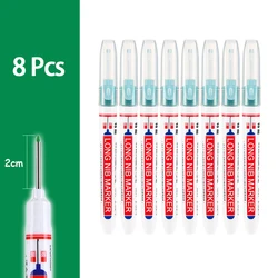Waterproof Long Head Deep Hole Markers for Metal and Woodworking - Multi-Colored Ink Options (Green 8Pcs)