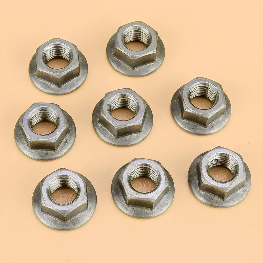 

8pcs M10 x 1.25 Manifold Carbon Steel Hex Serrated Flange Nuts Fit for Toyota Nissan Honda Metallic