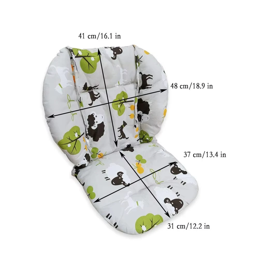 Baby Cushion for High Chair Baby Stroller Seat Cushion Cute Animal Pattern Soft Double-Sided Thick Breathable